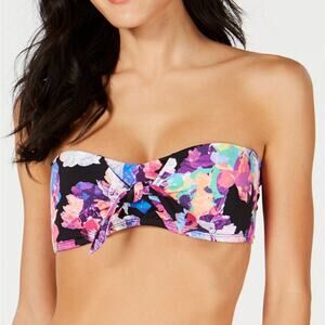 Bar III Floral Printed Bandeau bikini Top-XL